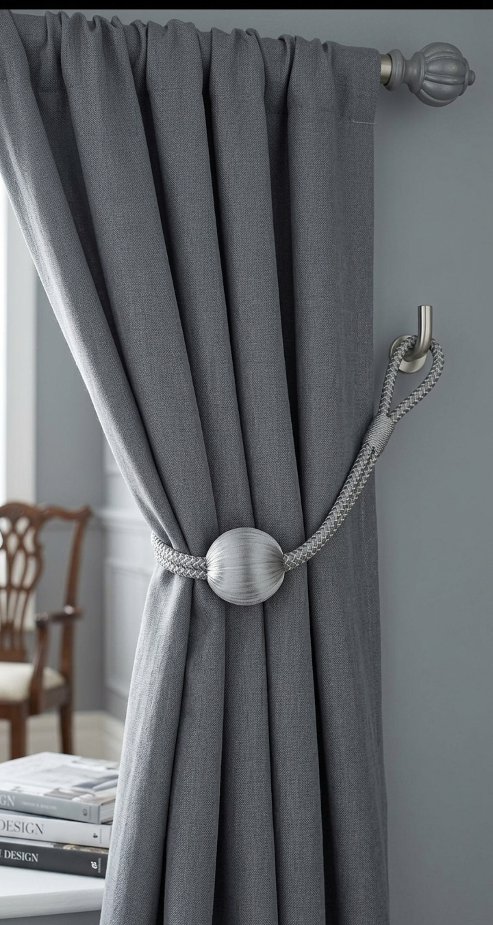 Embrasse - Fermatenda Moderno a Nappa Sferica Colore Grigio Argento