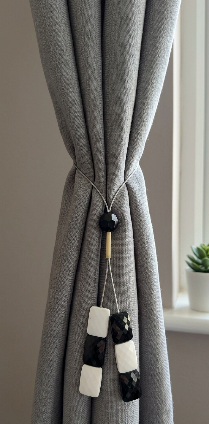 Embrasse Fermatenda Gioiello Di Design con Pietre a Diamante colore Bianco E Nero