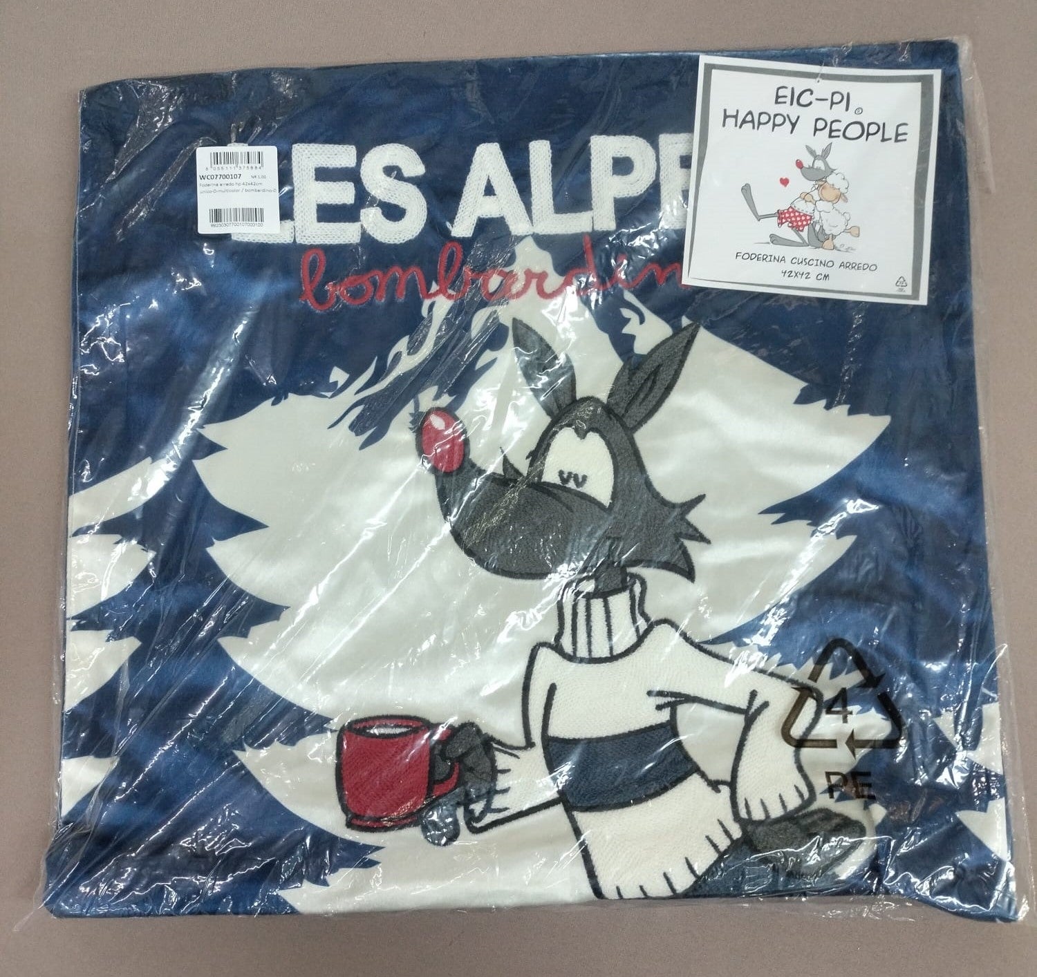 Foderina Cuscino Velluto Happy People Friends-Love 42x42 SENZA IMBOTTITURA