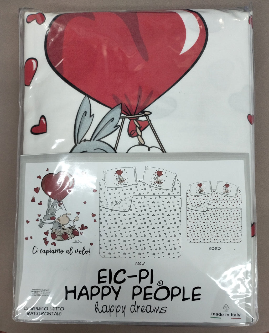 Completo Letto Matrimoniale Happy People 100% cotone Percalle 180 Fili