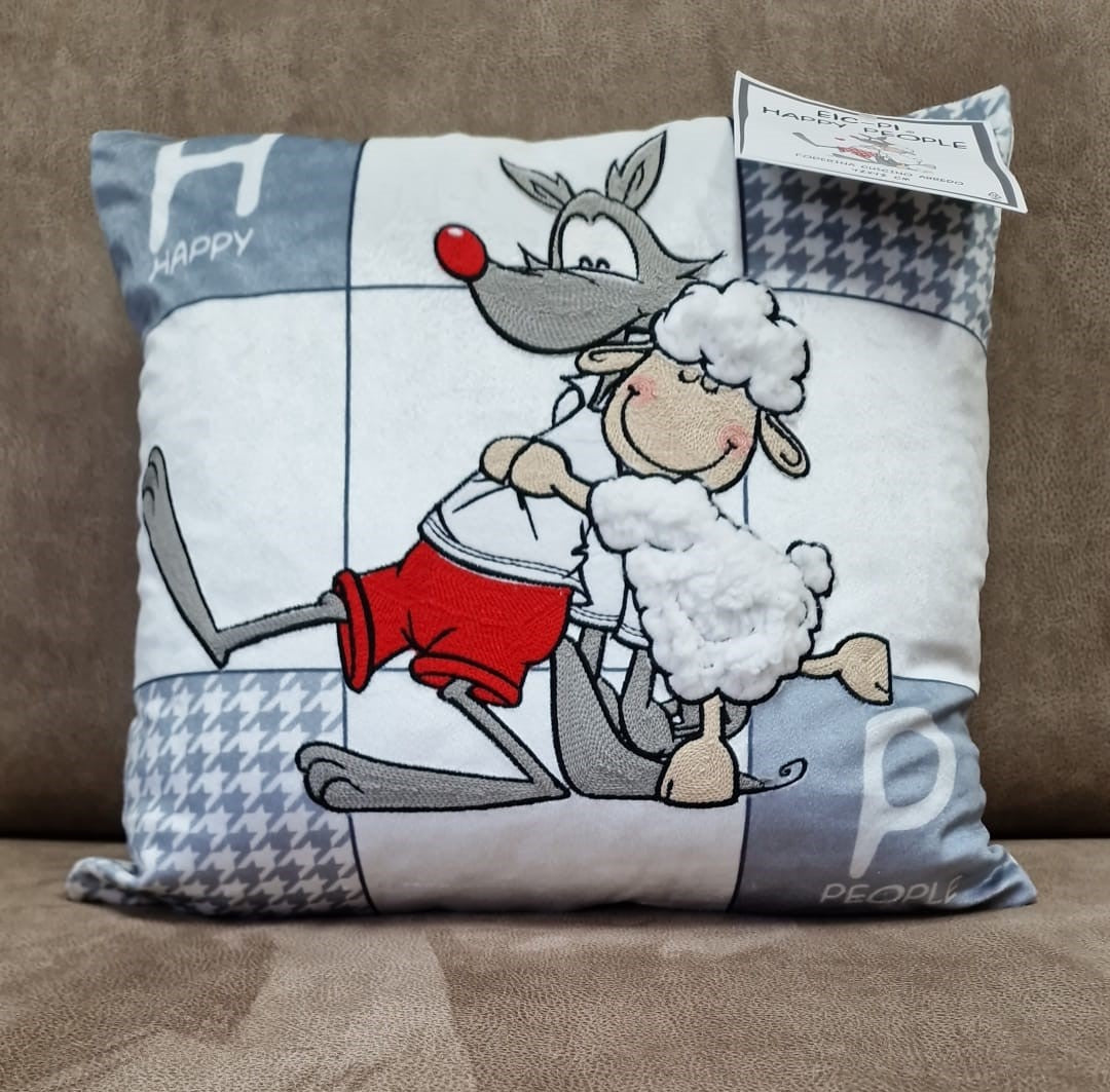 Foderina Cuscino Velluto Happy People Friends 42x42 Grigio SENZA IMBOTTITURA