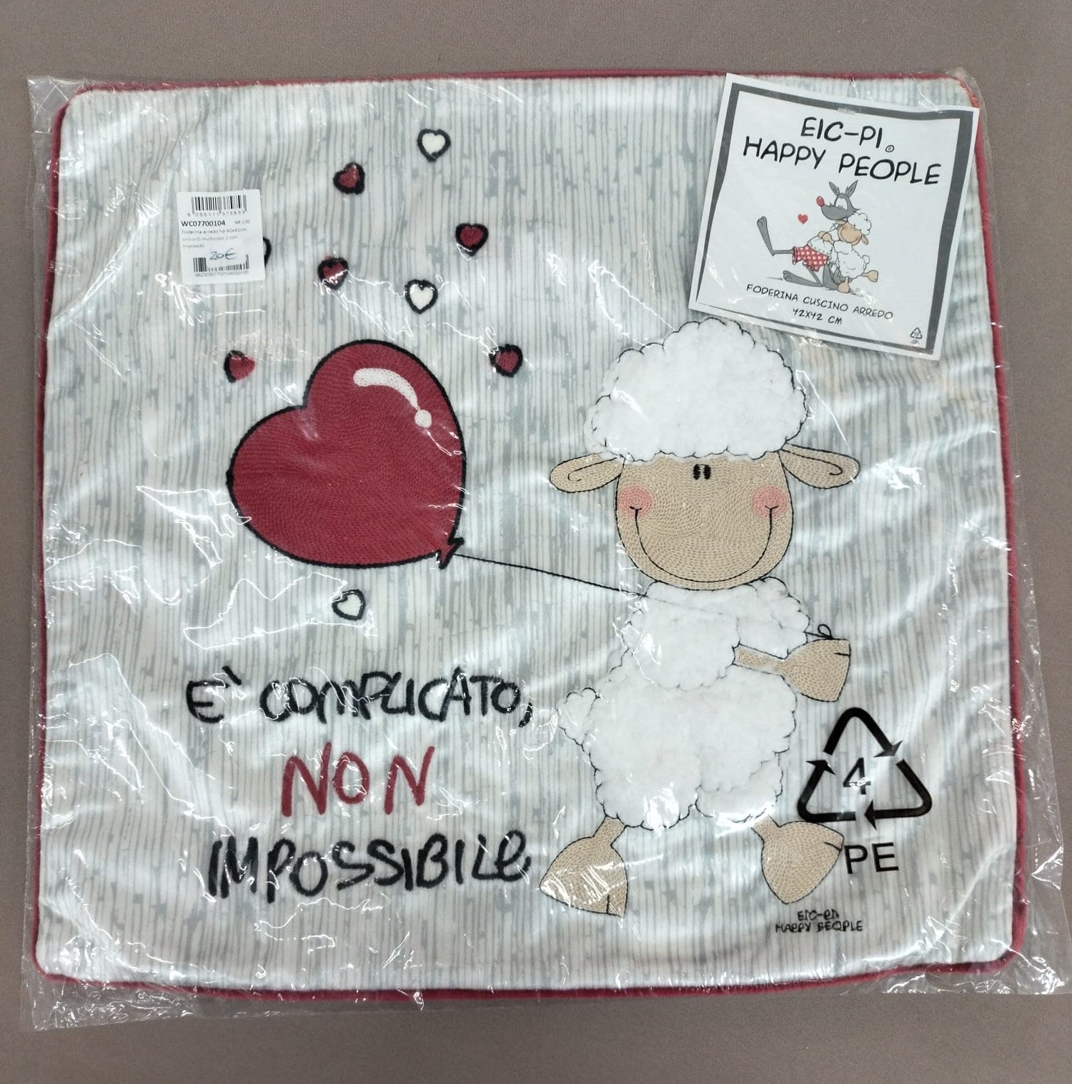 Foderina Cuscino Velluto Happy People Friends-Love 42x42 SENZA IMBOTTITURA