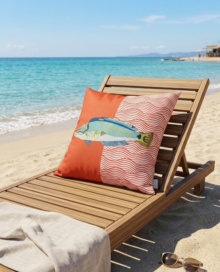 Cuscino Casa Anversa Acquario/Arancio cm 50x50