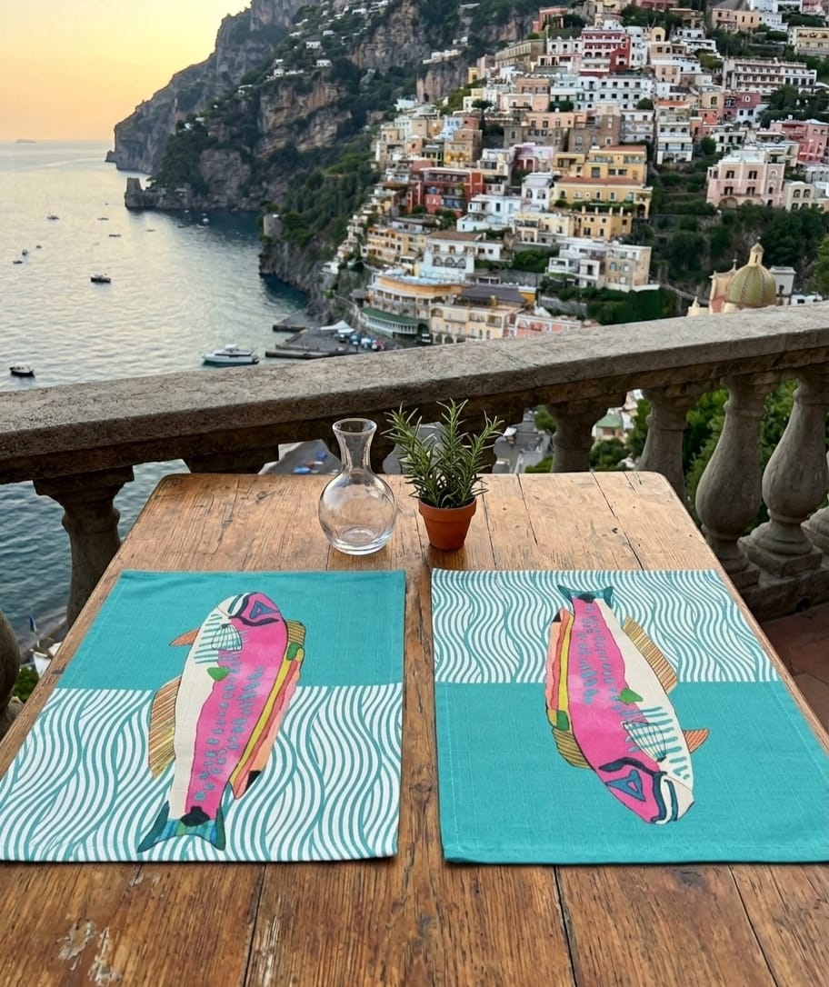 Set 2 Tovagliette Casa Anversa Acquario Acquamarina cm 40x50