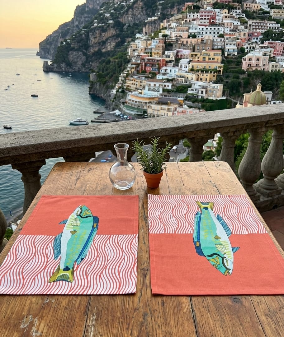 Set 2 tovagliette Casa Anversa Acquario Arancio cm 40x50