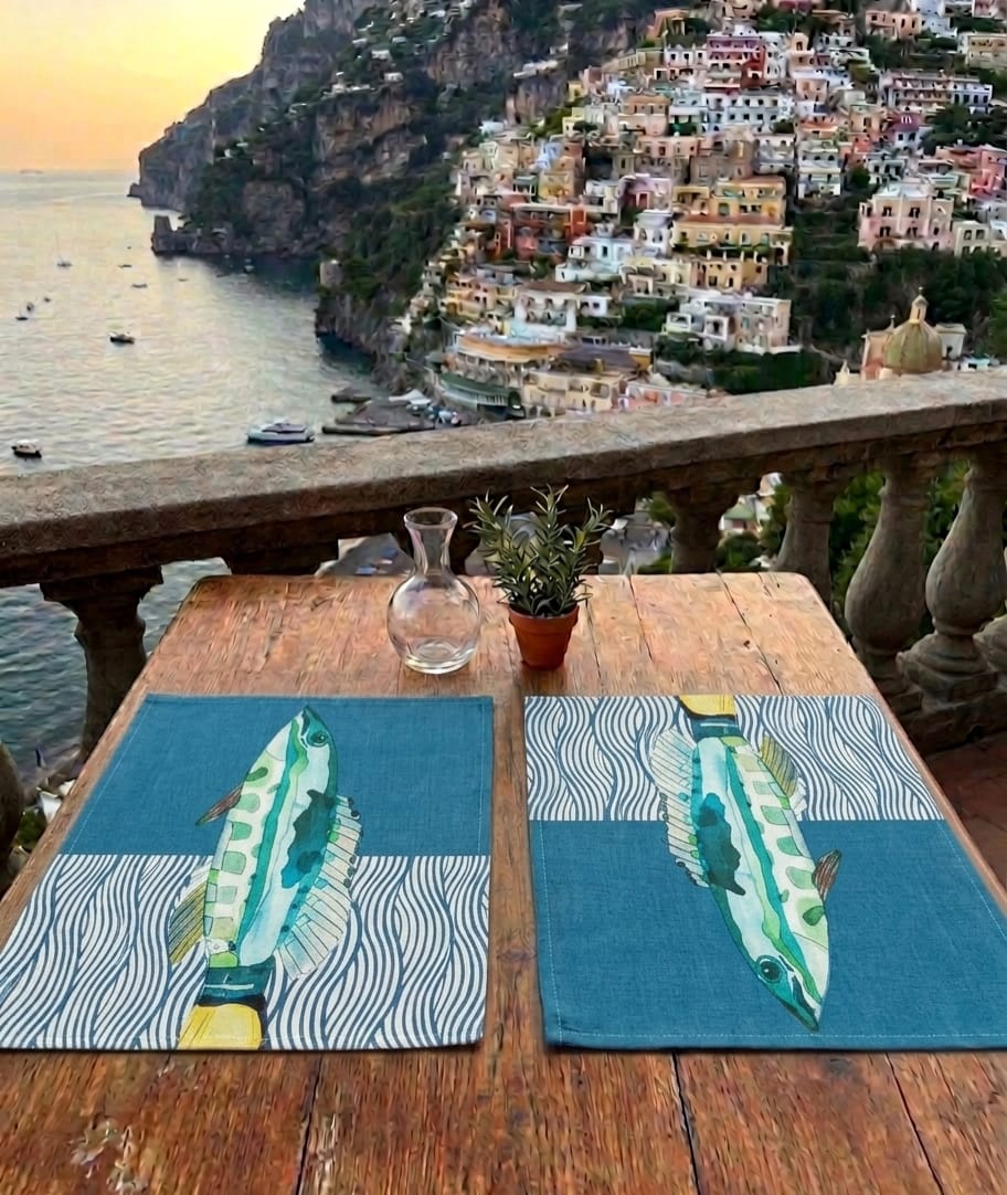 Set 2 Tovagliette Casa Anversa Acquario Blu cm 40x50
