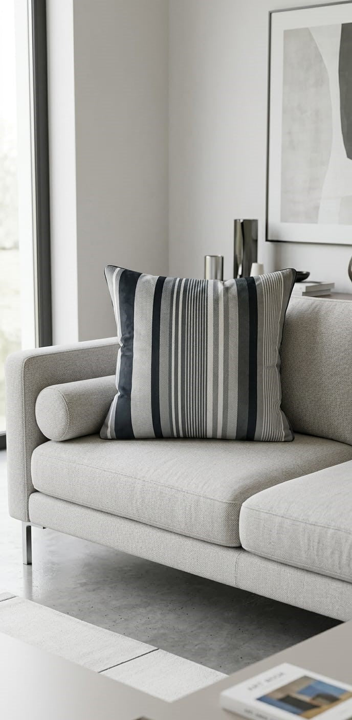 Cuscino Velluto Casa Anversa Fasce/Grigio 50x50
