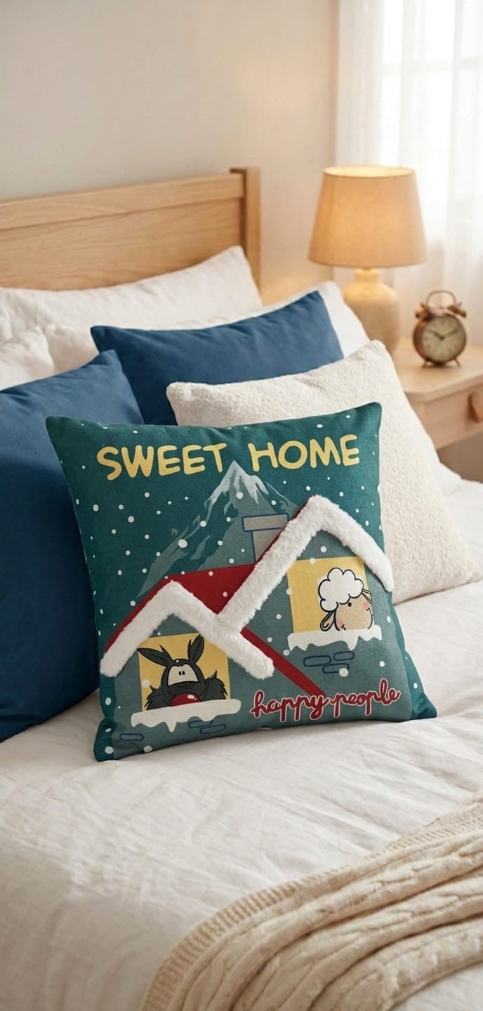 Foderina Cuscino Velluto Happy People Friends-Love 42x42 SENZA IMBOTTITURA
