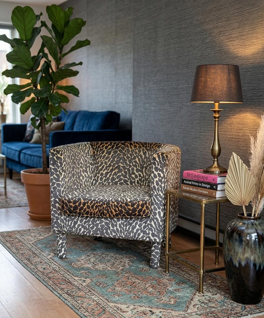 Poltrona Stampa Animalier con Tessuto Simta