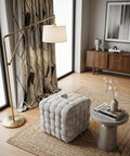 Pouf Cubo Imbottito A Intreccio Daunex Naturale 38x38x41