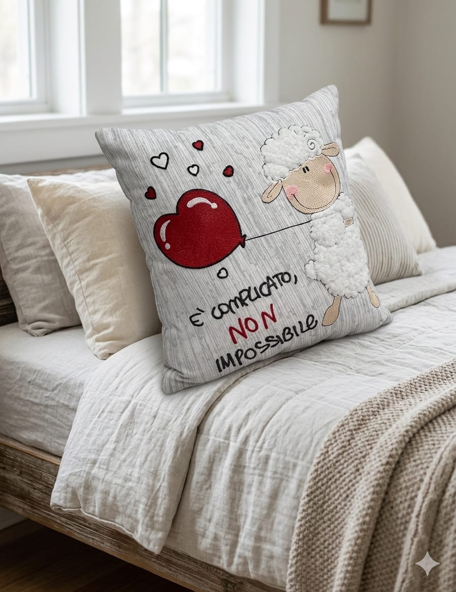 Foderina Cuscino Velluto Happy People Friends-Love 42x42 SENZA IMBOTTITURA
